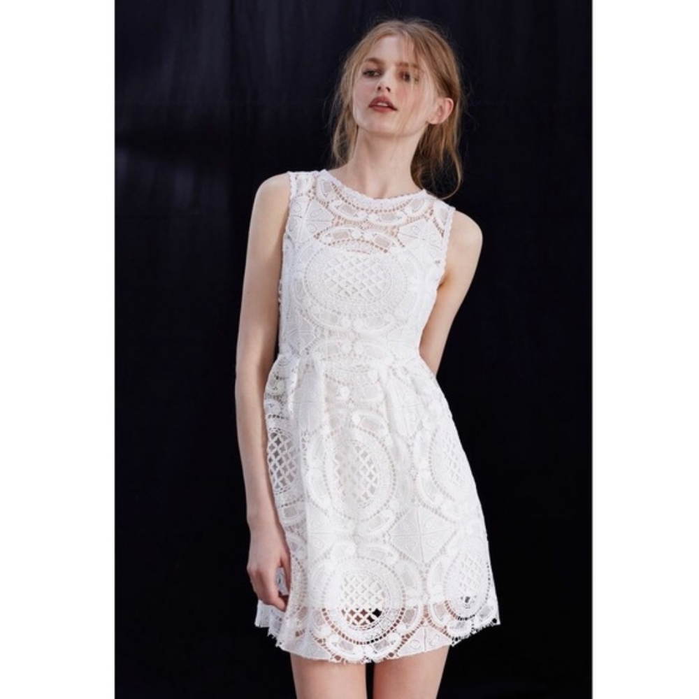 Kimchi Blue Urban Outfitters White Fit Flare Dress